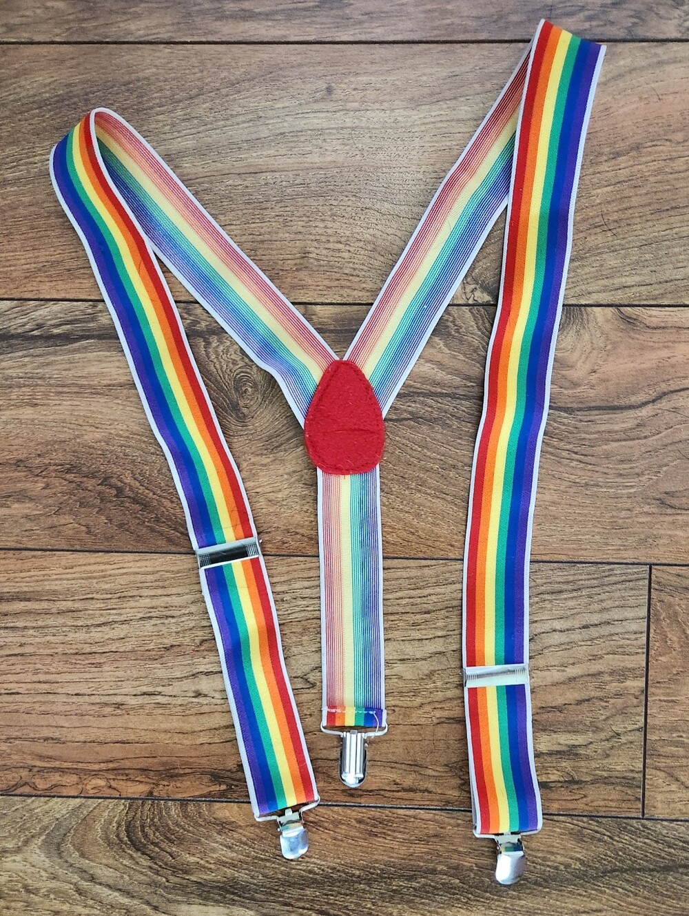 Rainbow Striped Adjustable Suspenders